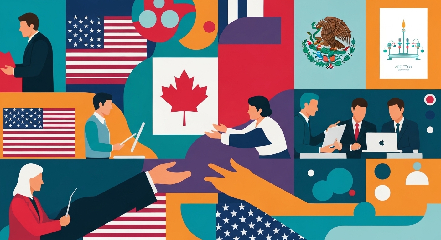 US, Canada, Mexico trade negotiations illustration
